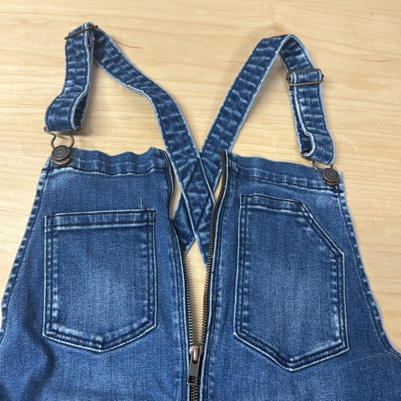 American Eagle Outfitters Blue Denim Jean Short Overalls size large‎ - Picture 3 of 7